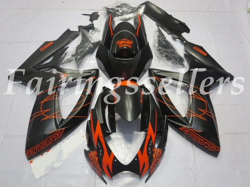 Orange Matte Black Литье под давлением ABS мотоцикл обтекатели комплект подходит для Suzuki GSXR 600-750 K6 2006 2007 06 07 обтекатели оранжевый синий - Цвет: Orange Matte Black