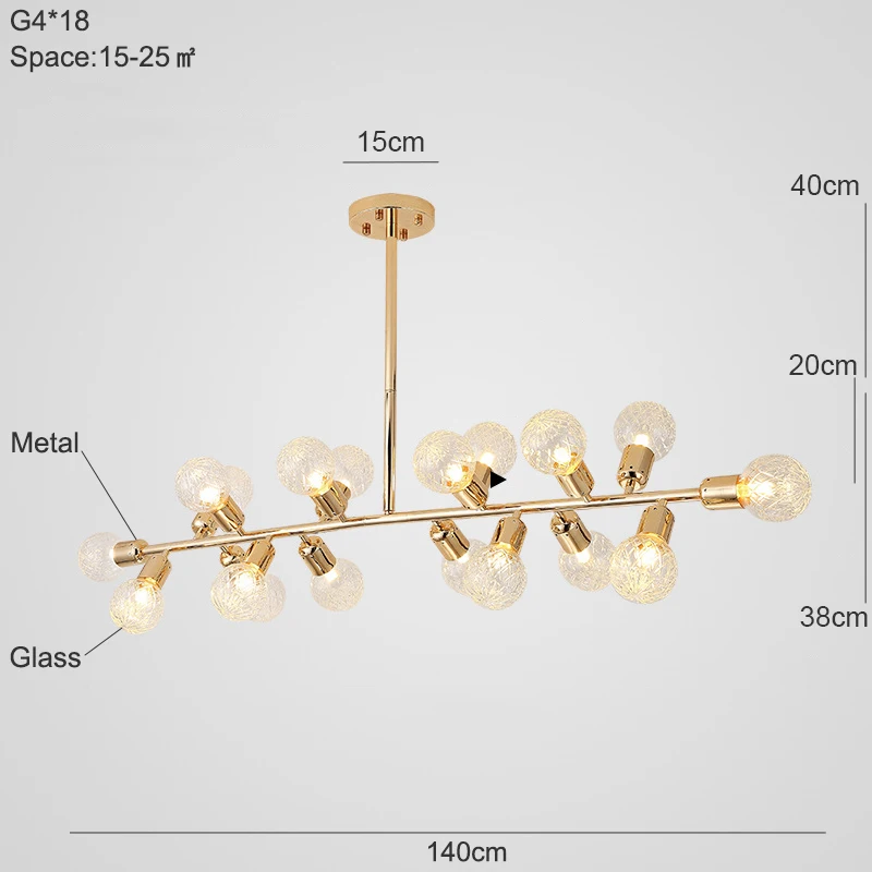 Современная люстра потолочная в гостиную светодиодный подвесной светильник на кухню золотая потолочная люстра в спальню потолочные люстры потолочные для кухни освещение в стиле лофт для интерьере - Цвет абажура: G4x18 140cm