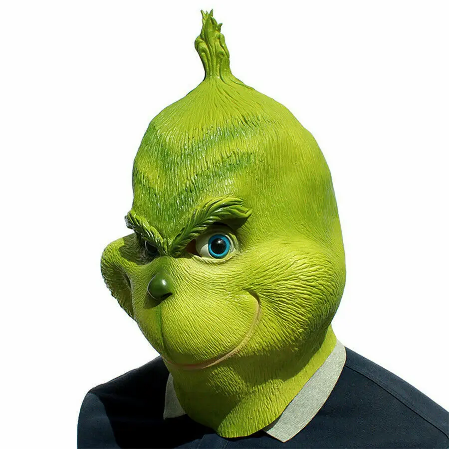 Смешные Grinch маска палантин Рождество Косплей вечерние Bsll Полная Голова Латекс Хэллоуин-шлем