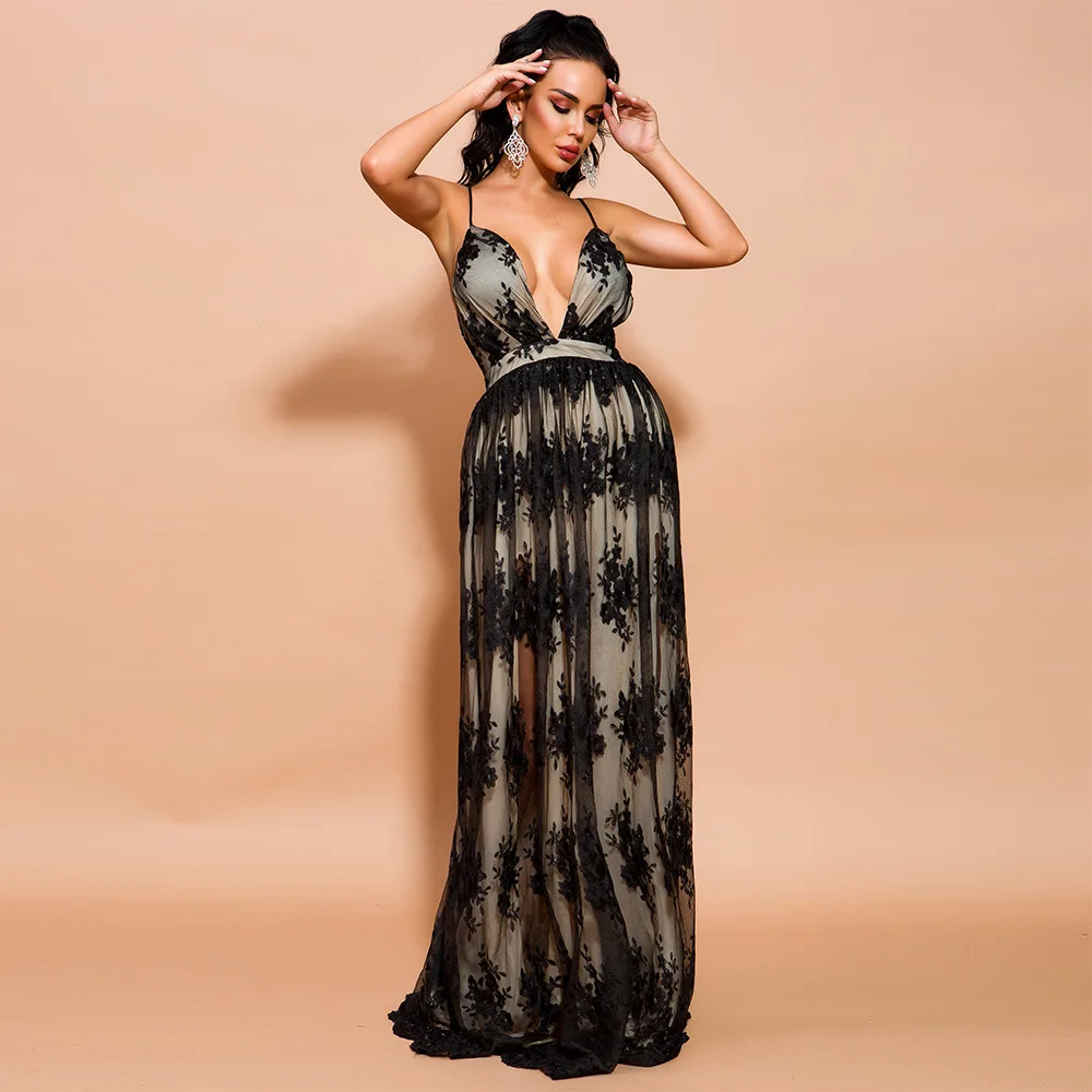 Красное, черное, белое длинное платье без рукавов, спагетти, открытая спина, элегантное кружевное платье, богемные женские вечерние платья, летнее кружевное платье
