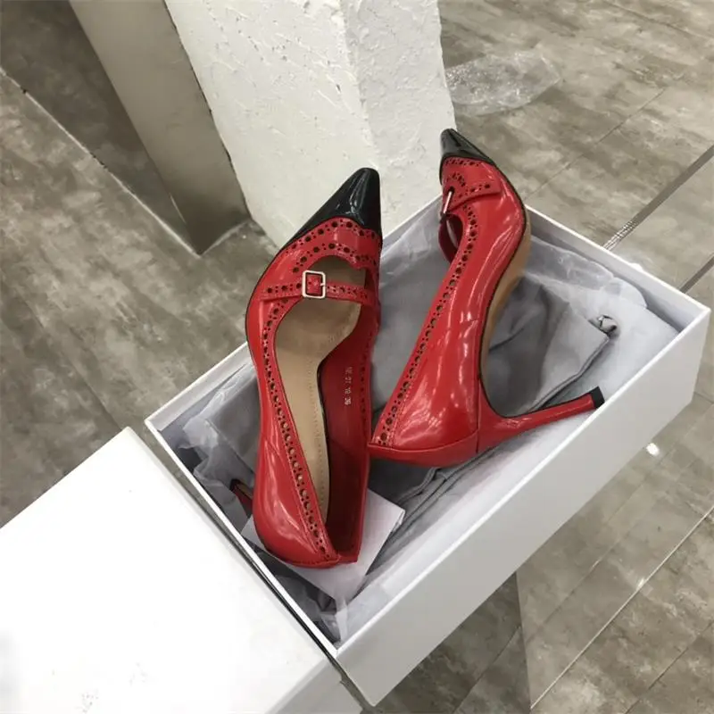 

Scarpe Donna Women Shoes Pumps Vintage Pointed Toe Hollow Stilettos Shallow Mixed Color Ladies Shoes Woman Tacones Mujer 2020