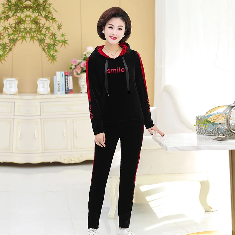 

Gold Velvet WOMEN'S Suit Autumn 2019 New Style WOMEN'S Dress Korean-style Casual Sports Clothing Hoodie Fashion Spring And Autum