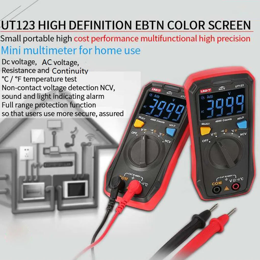 UNI-T UT123 Residential Multimeter HD ENTB Color Screen AC/DC Current Voltage Tester Battery Detection Tool