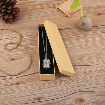 

24pcs 21x4.5x3cm Kraft Jewelry Sets Display Box Cardboard Necklace Earrings Ring Box Gift Packaging with Black Sponge
