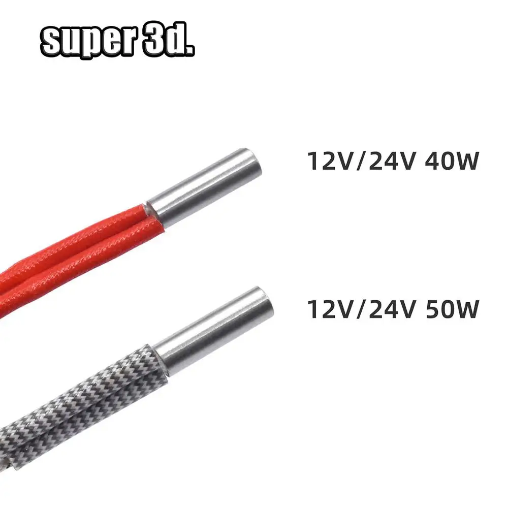High-Power Ceramic Cartridge Heater with Extended Cable for 3D Printing Applications