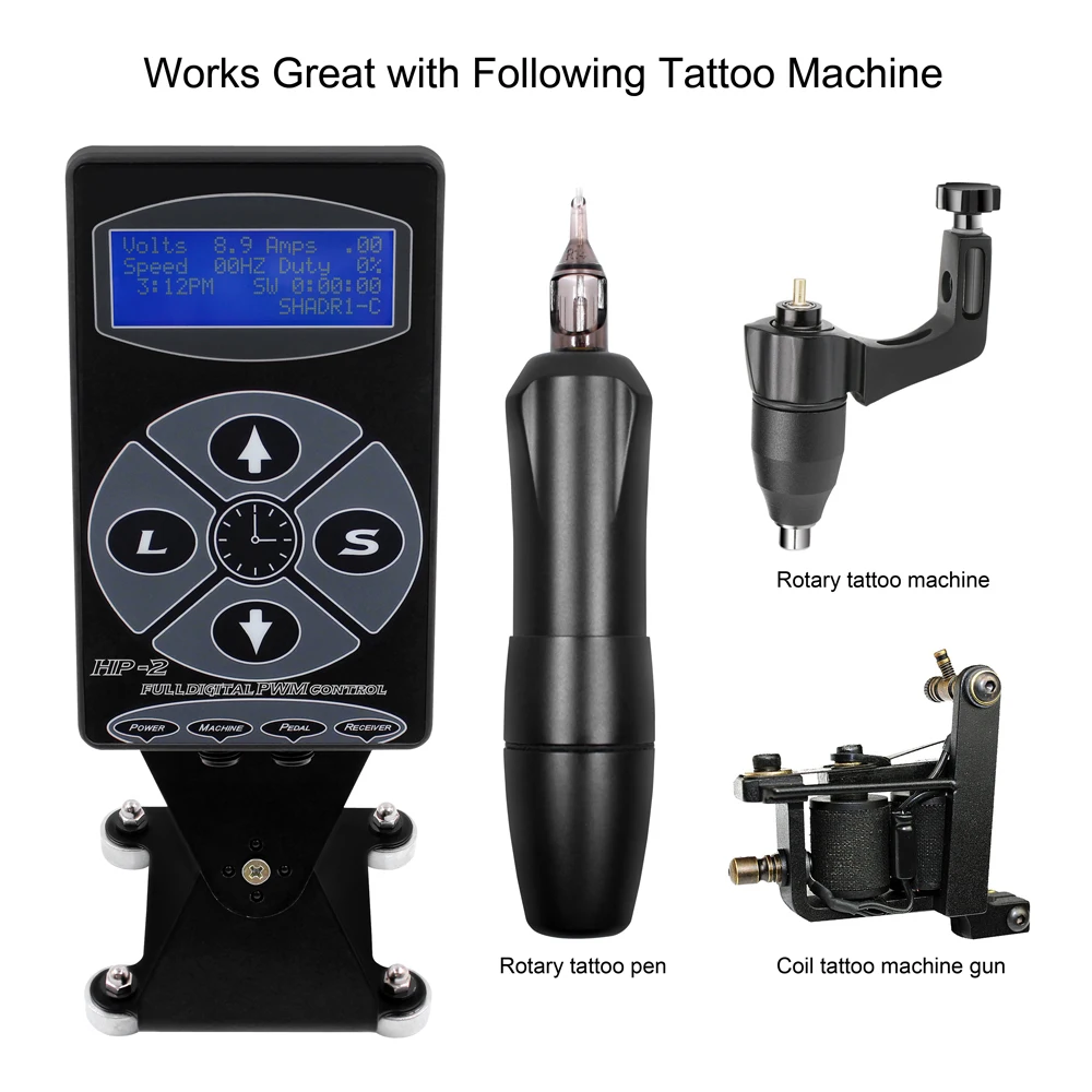 Fonte de Alimentação Preta para Máquina Thunderlord Tatuagem Digital Power Display Lcd Fonte Elétrica Kits Hp-2 7 Cheap Fonte de alimentação p tatuagem
