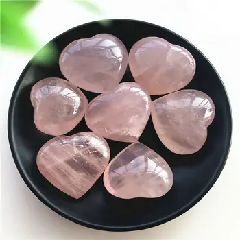 

35-50mm Natural Pink Rose Heart Quartz Crystal Hand-polished Healing Decoration Natural Stones and Minerals