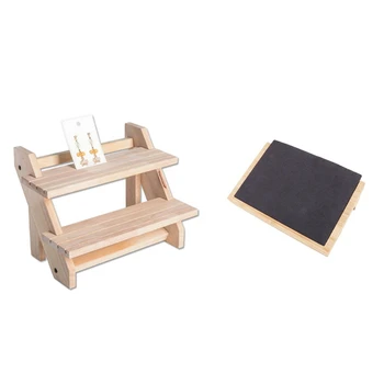 

1Pcs Detachable Wood 2 Layer Earrings Display Stand & 1Pcs Bamboo Jewelry Pendant Necklace Display Holder Rack