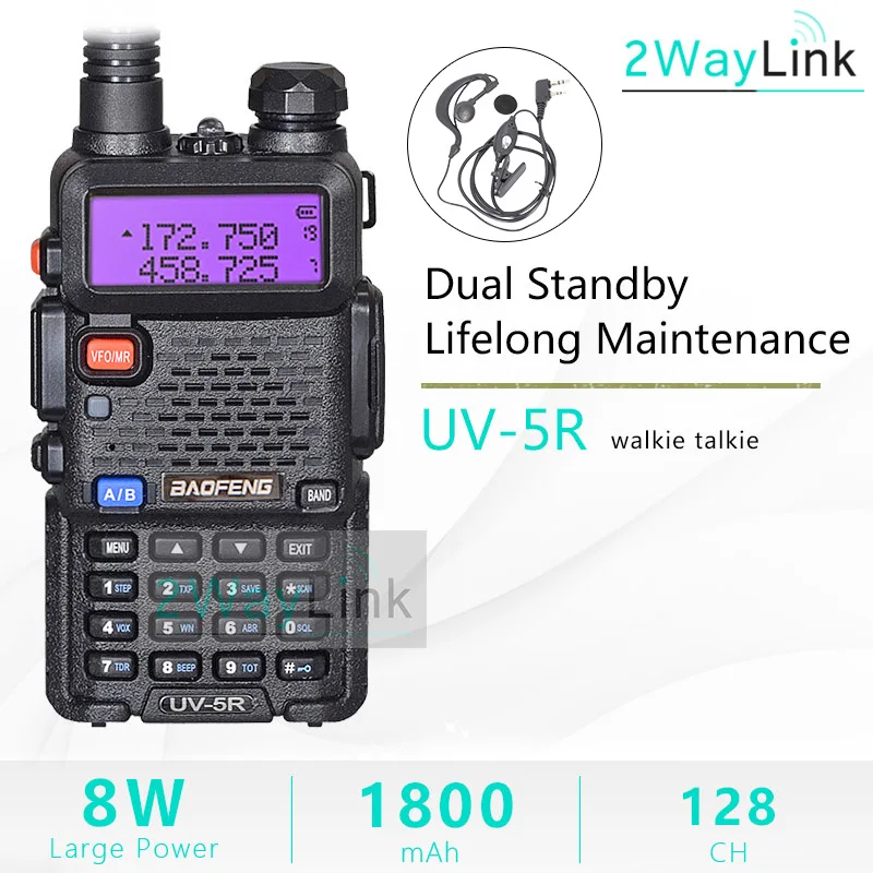 Upgrade 8W Baofeng UV-5R двухканальные рации двойной дисплей двухдиапазонный Baofeng UV5R портативный 5 Вт UHF VHF двухстороннее радио Pofung UV 5R КВ трансивер - Цвет: Upgrade 8W