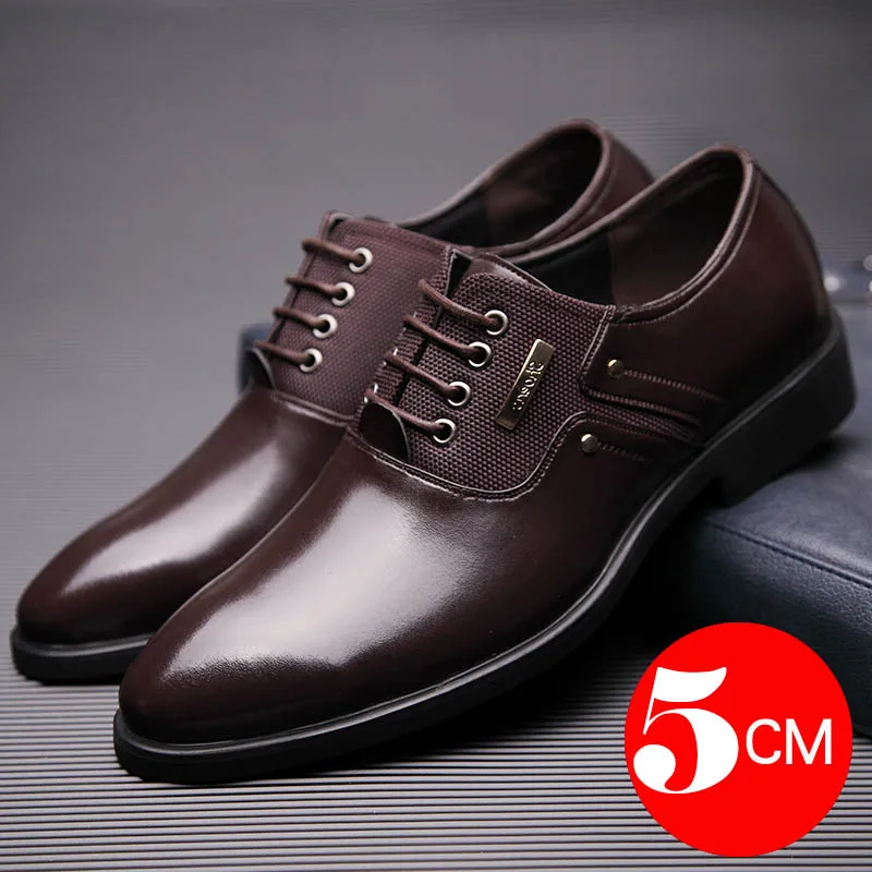 Increase brown Misalwa Men Charming Formal Shoes Christmas Party Dress Shoes Height Increasing Elegant Office Groom Oxfords Elevator Shoe 36-47 - Цвет: Increase brown