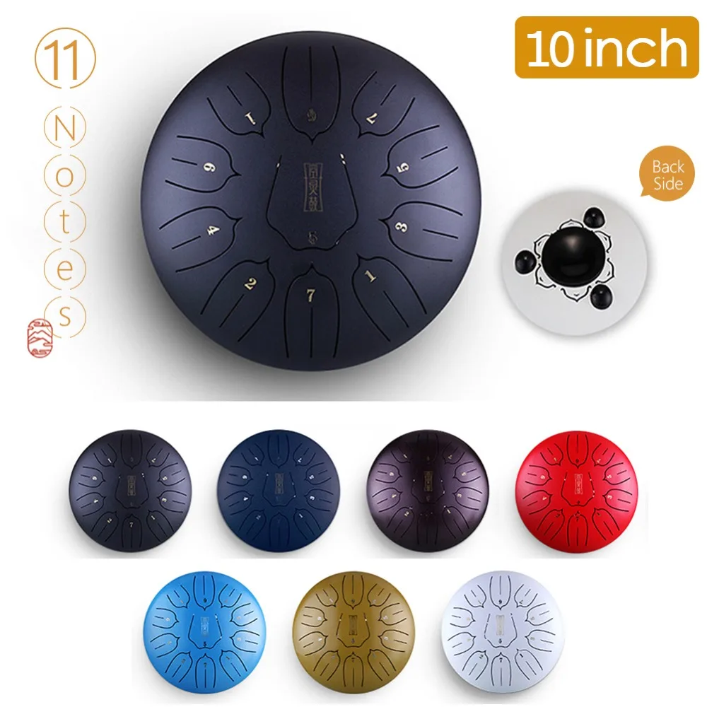 10 дюймов стальной язык барабана Handpan ручные барабаны Major 11 Notes Tankdrum с сумкой