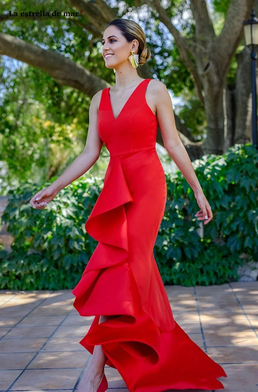 Vestidos de fiesta largos elegantes de gala новые атласные с v-образным вырезом Красные сексуальные платья для выпускного вечера с юбкой-годе gala jurken на заказ