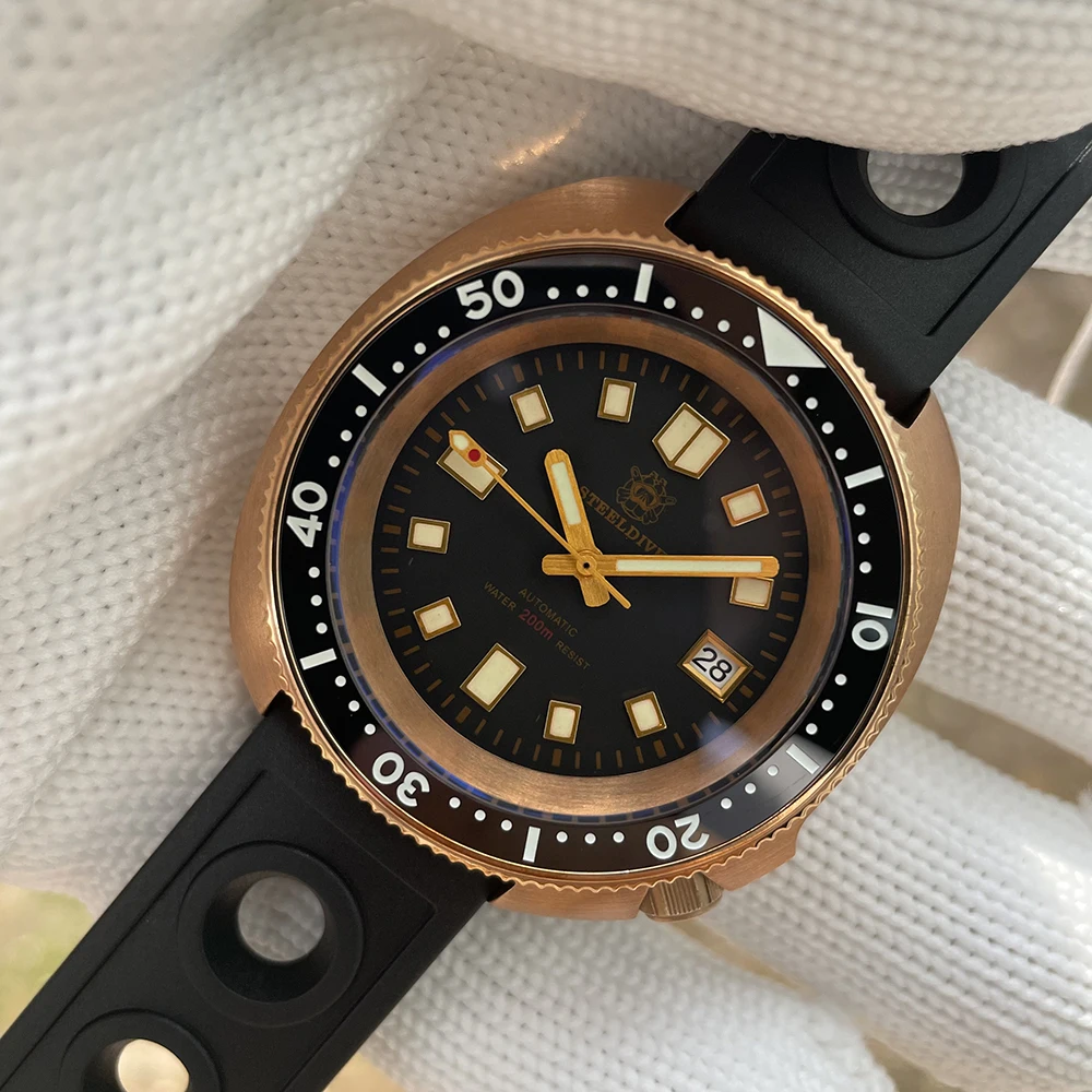 STEELDIVE SD1970S Classic Vintage Watch Bronze Abalone C3 BGW9 Luminous Japan NH35 Automatic 200M Waterproof Men's Diving | Наручные