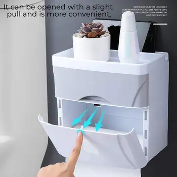 

Bathroom Tissue Dispenser Waterproof Tissue Box Wall-Mounted for Multifold Paper Towels Tissue Storage Box with Drawer