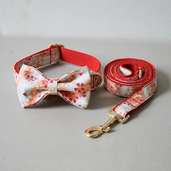 

dog collar personalized soft coloured pet collar leash necklace dog harness and leash set with bow tie free engrave name