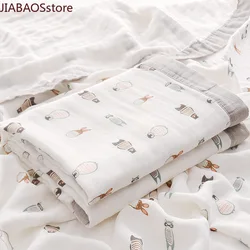 Manta de muselina de fibra de bambú para bebé recién nacido, manta fina de aire acondicionado, Toalla de baño, cuatro capas de verano