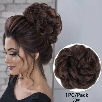 

Messy Hair Bun For Women Synthetic wig hairpiece Extensions Ring Wrap Chignon Black Brown High Temperature Fiber