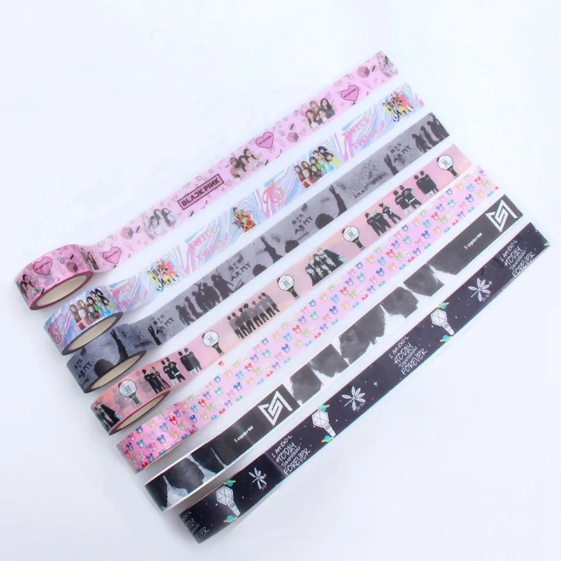 KPOP Paper Tape Got7 TWICE EXO SUPER M Photo Sticker Masking Scrapbook Notebook Cute Washi | Канцтовары для офиса и дома