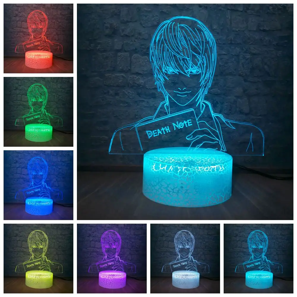 

Japan Manga Death Note L Anime Figma 3D LED Illusion Night Light 7 Color Changing Table Lamp New Xmas Toys for Child Kids Gift