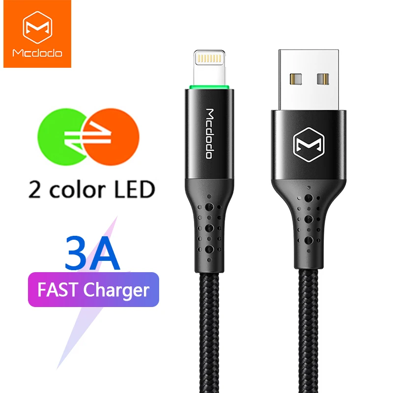 

USB-кабель для быстрой зарядки для iPhone, 3A, iPhone 14, 13, 12, 11 Pro Max, XR, X, 8, 7 Plus, iPad, автоматическое отключение, светодиодный USB-кабель для передачи данных