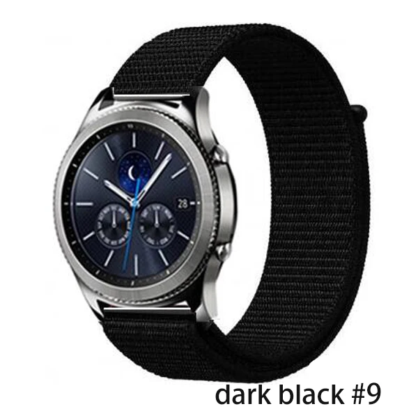 Ремешок для samsung gear s3 frontier amazfit bip huawei watch gt 2 ремешок 20 мм 22 мм ремешок для часов нейлоновый ремешок для часов galaxy watch 46 мм - Цвет ремешка: dark black 9