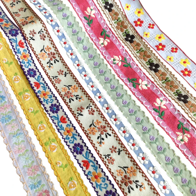 0.7~1.5 Inch 18MM~35MM Flower Jacquard Ribbon Handmade Lace 3YARD