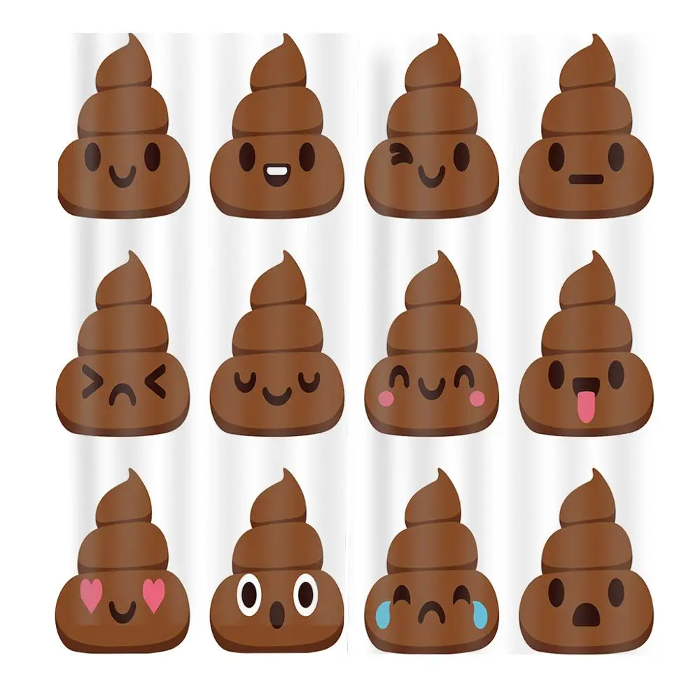

Poop Emoji Shower Curtain For Kids Smiley Faces Curtain For Children's room Curtains With Hooks