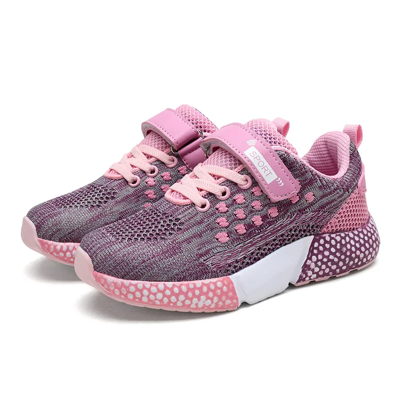 Pink Весенне-осенняя спортивная обувь для бега, детские кроссовки, сетчатая дышащая обувь для отдыха для мальчиков и девочек, светильник, студенческие Кроссовки BBX805 - Цвет: Pink