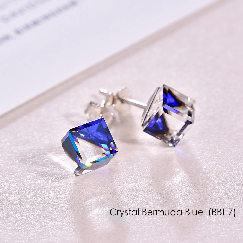 Malanda брендовые 925 пробы серебряные квадратные кристаллы от Swarovski серьги для женщин модные серьги-гвоздики Свадебные офисные украшения - Окраска металла: Crystal BBLZ