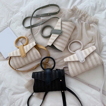 

Beach Messenger Bag Woven Designer Shoulder Bag Lady Summer Style PU Shoulder Bag Women Weaving Beach Handbags