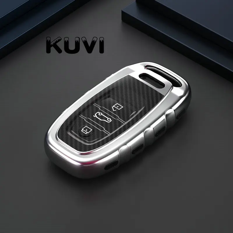 TPU+ углеродного волокна зерна чехол, держатель для ключа для Audi B6 B7 B8 A4 A5 A6 A7 A8 Q5 Q7 R8 TT S5 S6 S7 S8 SQ5 RS5 в виде ракушки защиты