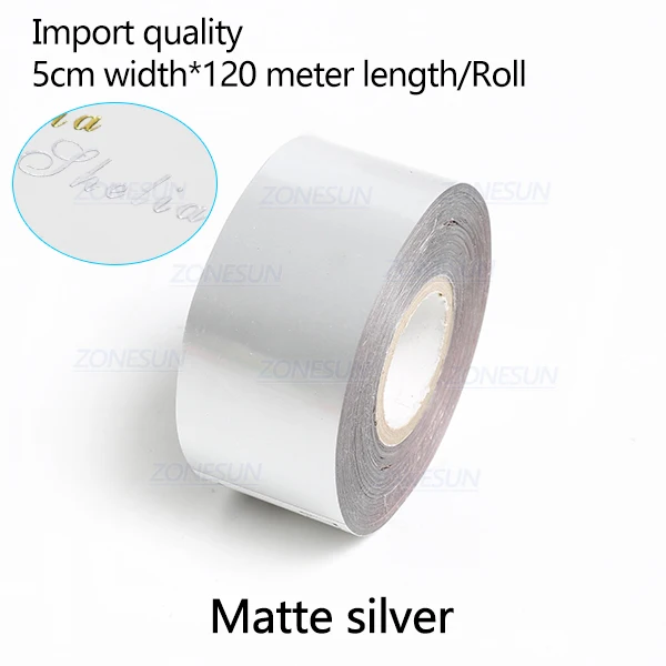 matte silver ZONESUN 5 см рулонов золото серебро Горячая фольга тиснение бумаги ремесло бумага имитация медной фольги бумага для термопресса машина передачи - Цвет: matte silver