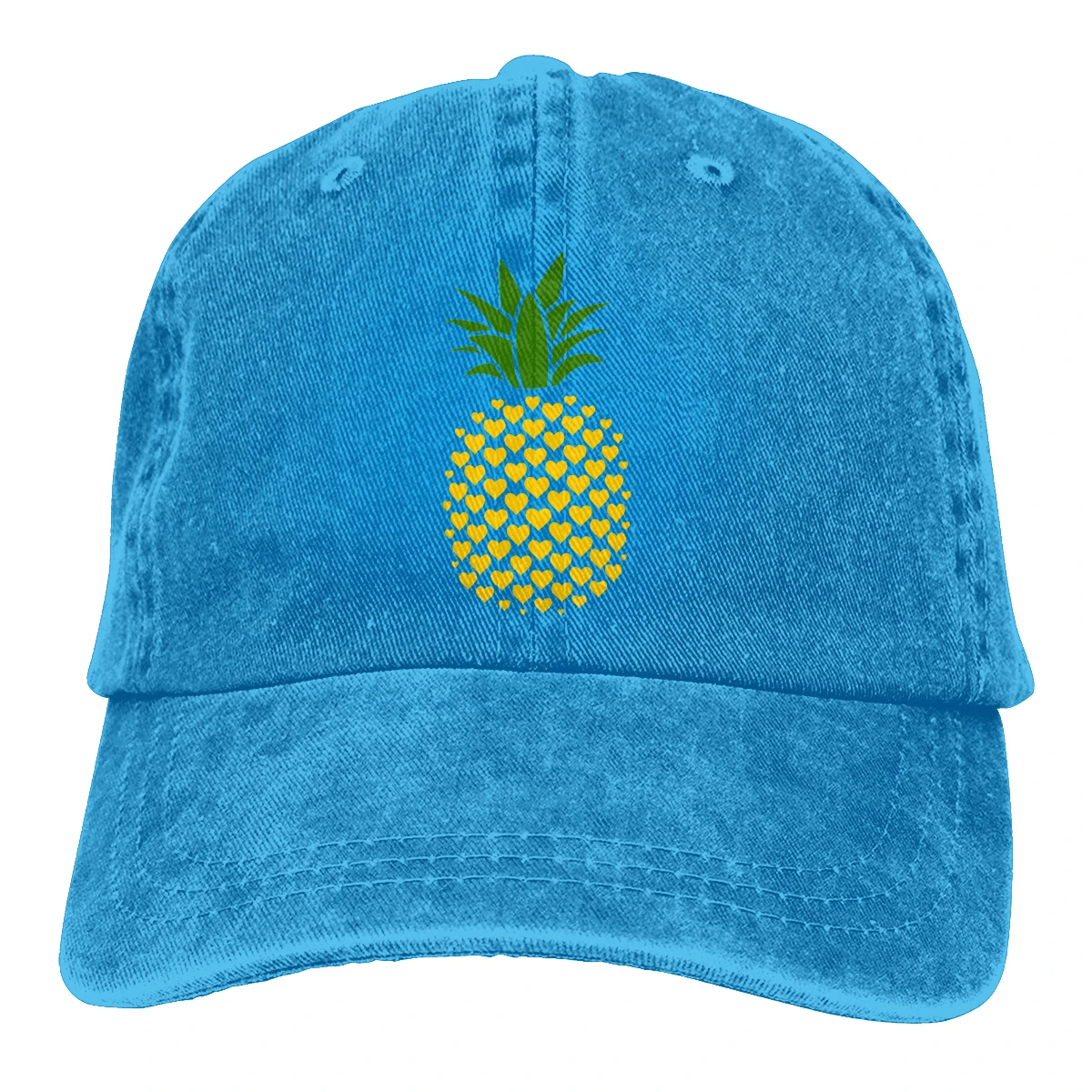 Ананас с принтом в виде сердец и Casquette черного цвета в стиле унисекс для мужчин и женщин из джинсовой ткани Strapback Бейсбол Кепки регулируемые клюшки для гольфа шляпа для папы