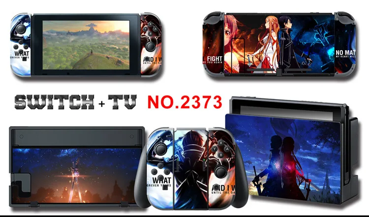 1set New Cute Anime Full Body Sticker for NS Switch Protective Cover Skin Colorful Art for Game Console Joy-Con Controller Decor
