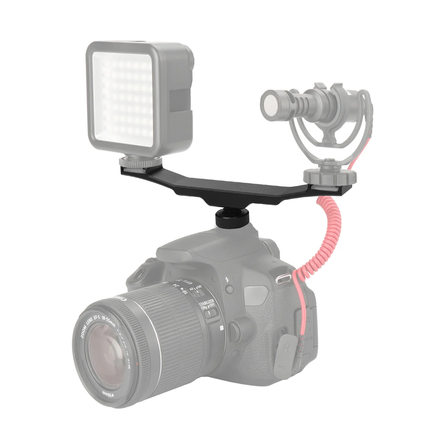 Двойной удлинитель с холодным башмаком двойной кронштейн для DV DSLR камеры