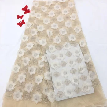 

Latest African Lace Fabric 2019 High Quality Nigerian Lace Fabric 3D Flower African French Tulle Lace Fabric For Dress RF27261