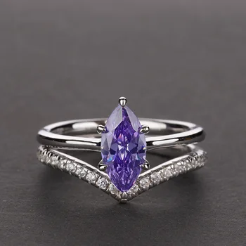 

Gorgeous Luxury Crown Women Ring Sets Sparkly Marquis AAAAA Cubic Zirconia S925 Jewelry Size 5-12