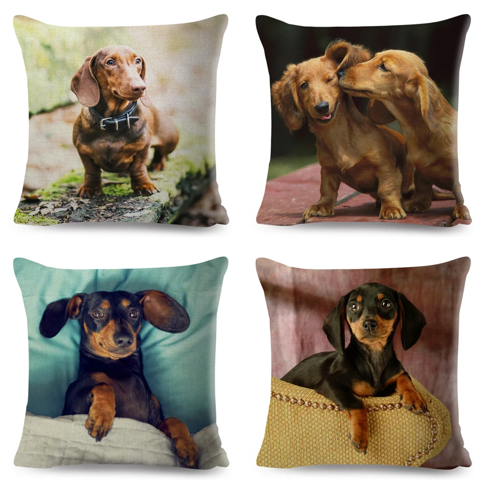45x45cm Mini Dachshund Dog Cushion Cover