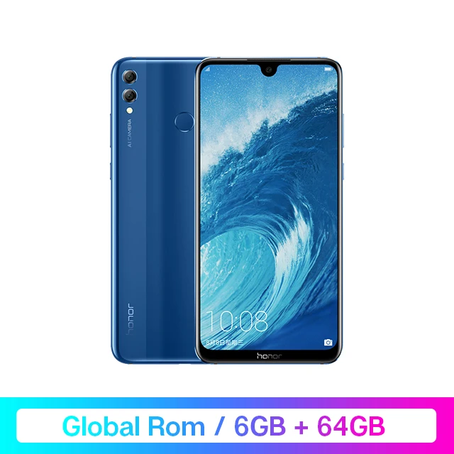 Globalrom 6G64 Blue Смартфон Google Play Honor 8X Max, 7,12 дюймов, большой экран, глобальная ПЗУ, Дополнительное обновление OTA, Android 8,1, Восьмиядерный, 5000 мАч, отпечаток пальца - Цвет: Globalrom 6G64 Blue