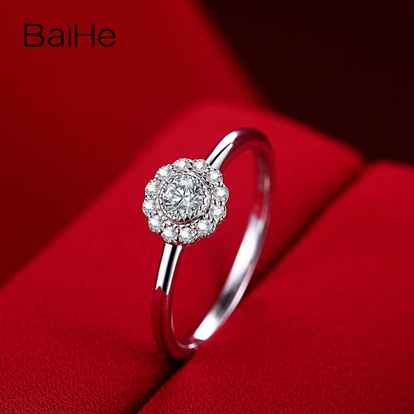0.18ct SI/H натуральные бриллианты Твердые 18 к белое золото обручальное свадебное женское кольцо ювелирные украшения