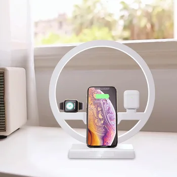 

3 In 1 Table Desk Lamp Fast QI Wireless Charger Dock Station for Apple Watch Airpods iPhone NC99