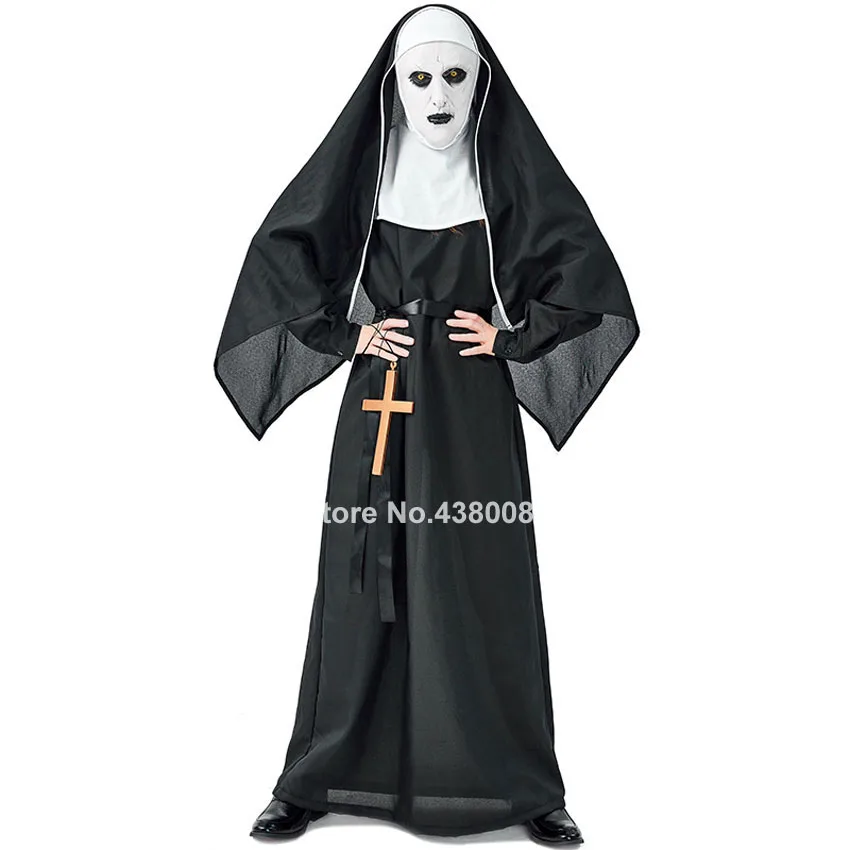 Средневековый костюм для косплея Хэллоуин для мужчин и женщин, платье монахини, готический страшный ужасный маскарадный платье дьявола