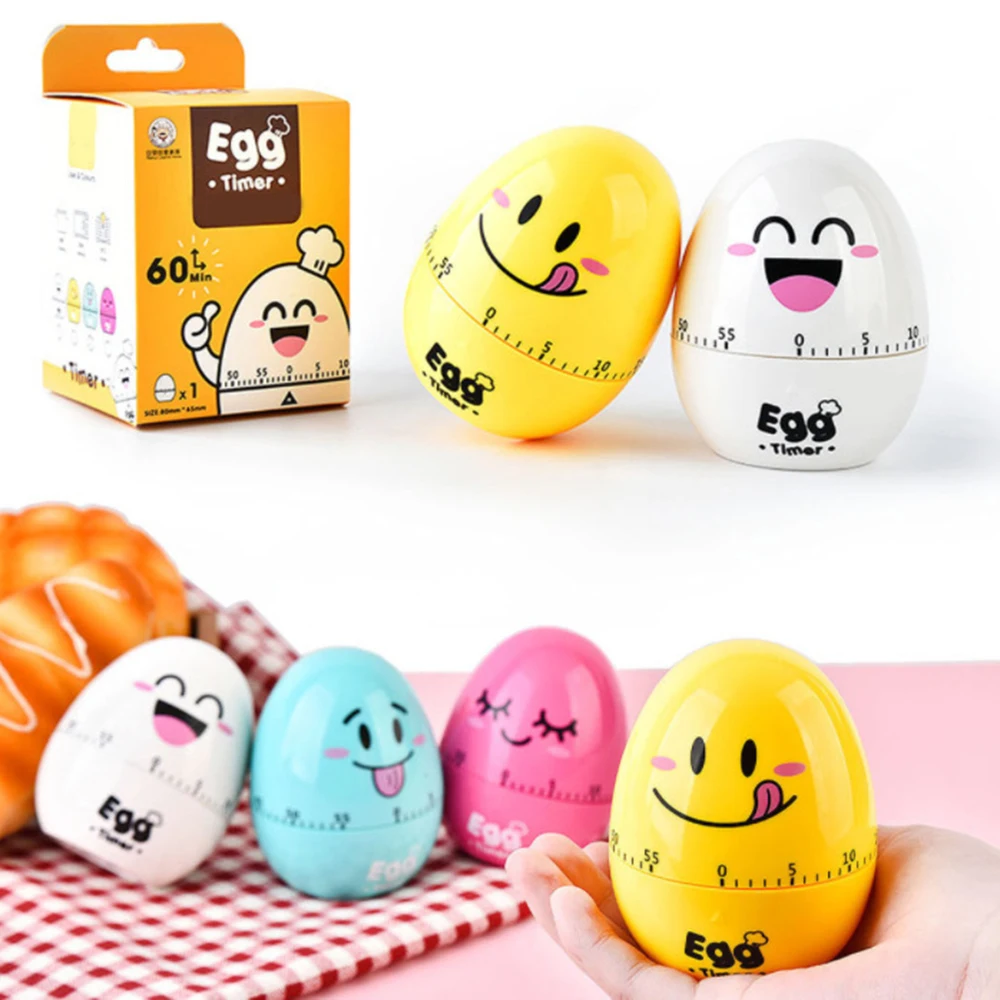 New 60 Minutes Timed Reminder Cartoon Cute Egg Kitchen Timer Mechanical Cooking Timer Countdown Cooking Tools Kitchen Gadgets