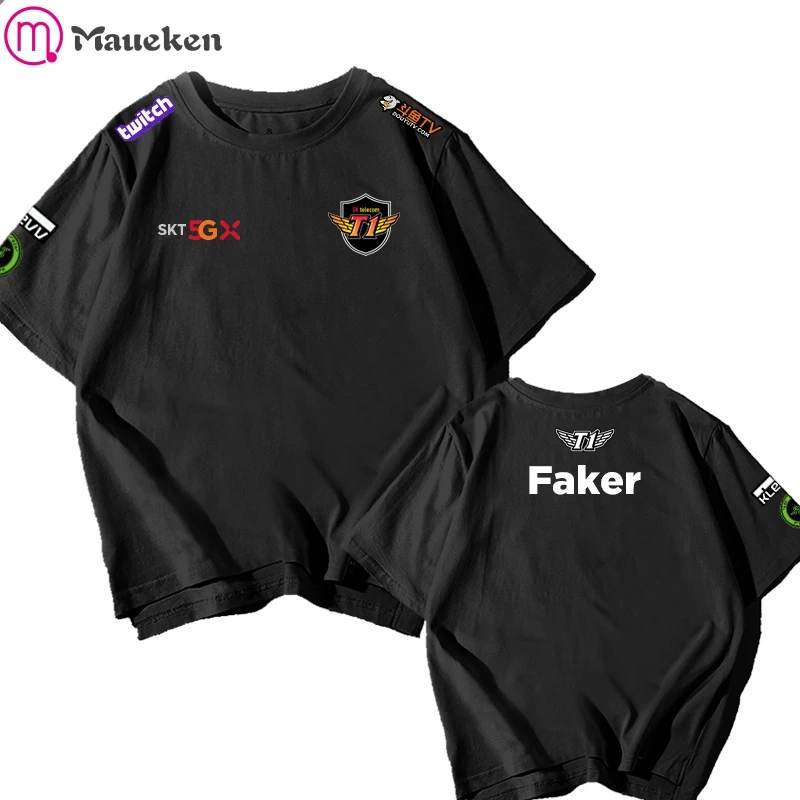 2 SKT, T1, Faker, забавная футболка, SKT, T1, футболка для мужчин, Faker, SKT, 1 рубашка, игра, футболка с коротким рукавом - Цвет: 2