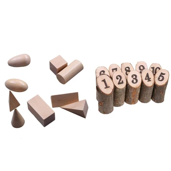 

10 Pcs Rustic Wooden Table Numbers Wedding Birthday Party Centerpieces Decor & 1 Pcs Wooden Mystery Bag Geometry Blocks Set Educ