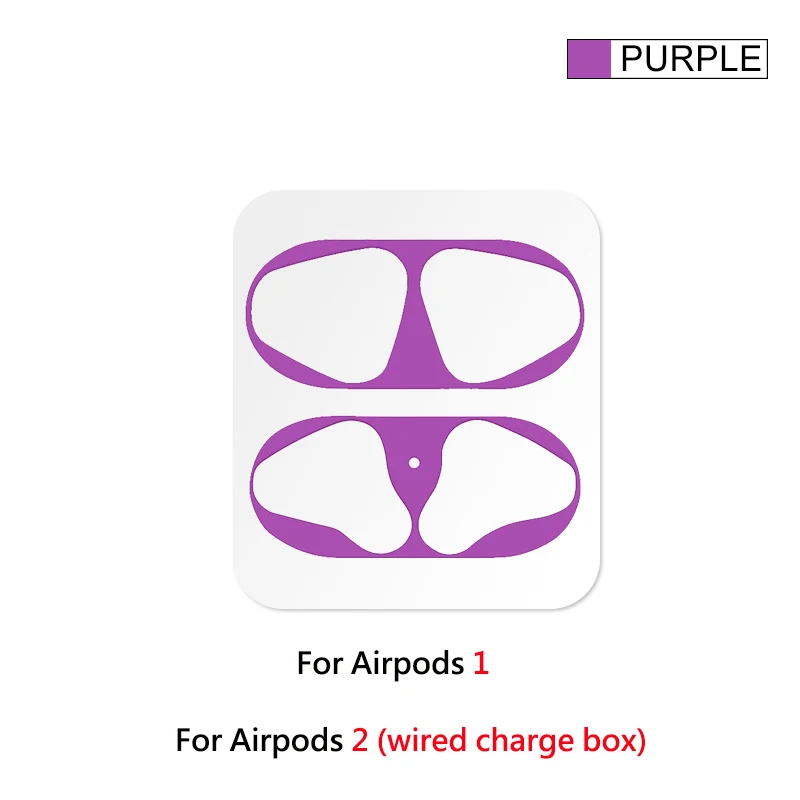 purple1 Новое металлическое покрытие защита от пыли для Apple Airpods 2 1 чехол Защита от пыли наклейка для Air Pods зарядка коробка аксессуары - Цвет: purple1