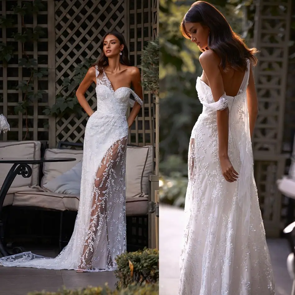 

2021 New Wedding Dresses Sexy Deep V Neck Lace Appliques Bridal Gowns Custom Made Backless Sweep Train Mermaid Wedding Dress