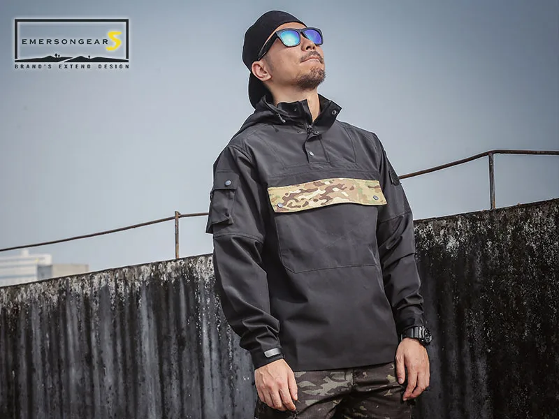 Emersongear Мужская Женская толстовка с капюшоном водонепроницаемая ветровка почтальон хип хоп стиль камуфляжная куртка весенний спортивный костюм уличная ветровка