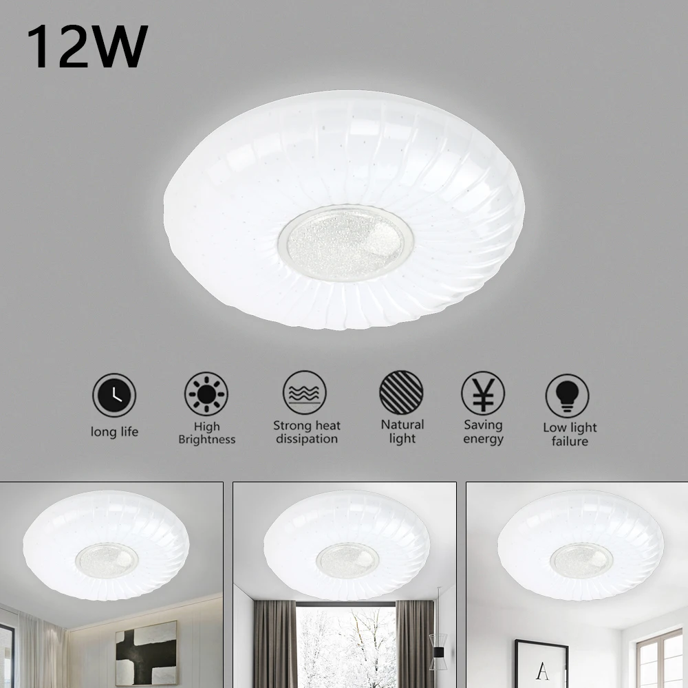 

LED Ceiling Light 12W Flush Mounted Crystal Sand Lamp for Living Room Bedroom Kitchen Lighting Fixture