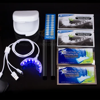 

Teeth Whitening Set with Advanced LED Teeth Whitening Light Bleaching Gel Pen Charcoal Teeth Whitening Strips Nice Smile Box Kit